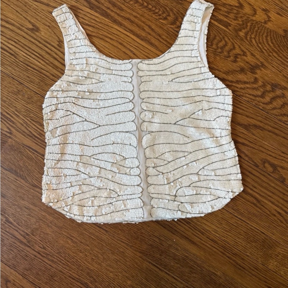 Parker Cream Sequin Crop Top